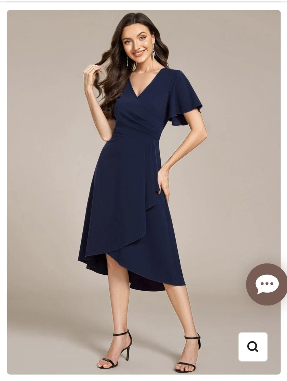 Navy Wrap-Style Short Sleeve Women's Dress Ever Pretty
